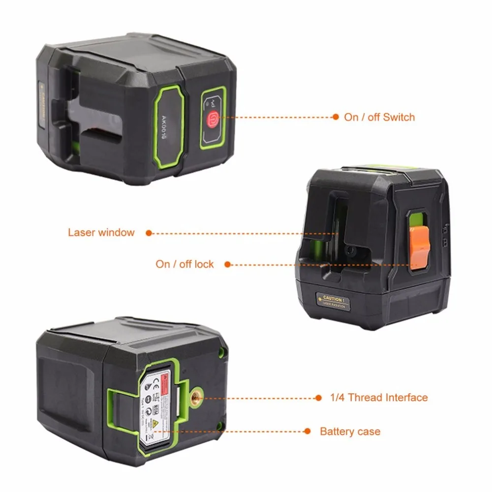 Portable Laser Levels Green Red Beam 2 Lines Leveling Instrument Self-leveling Leveler Vertical Horizontal Cross-Line | Инструменты