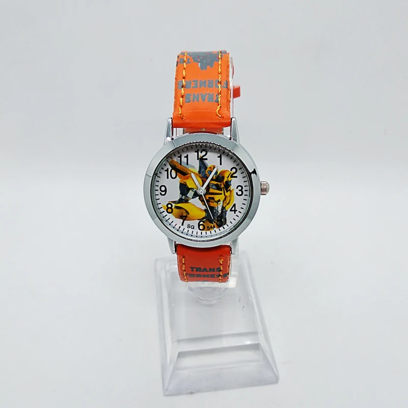 Аниме Желтый робот Трансформеры Дети Кварцевые часы модный бренд дети кристалл