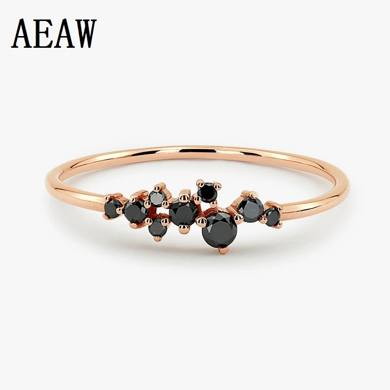 

Black Diamond Cluster Ring 14k Rose Gold Wedding Ring Rose Gold Prong Setting Gift for Girlfriend Diamond Ring Support Customize