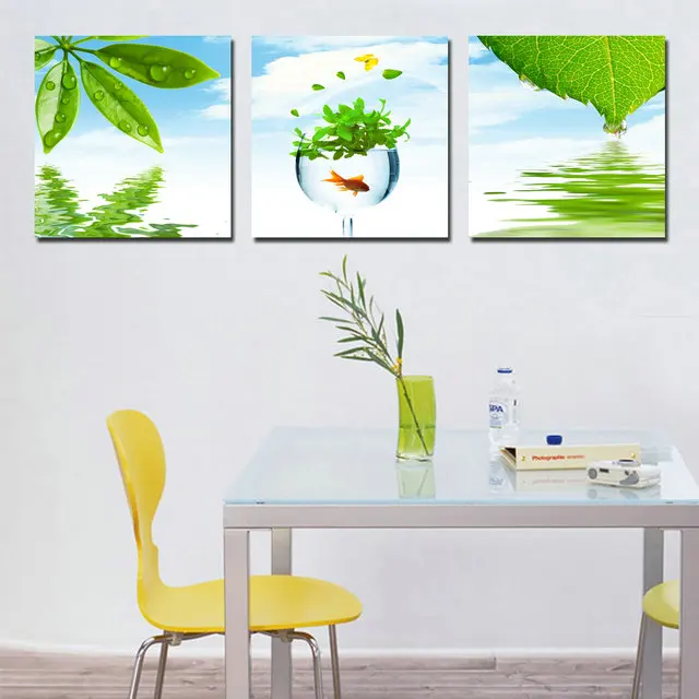 3 Панели без рамки голубое небесно-зеленое полотно для рисования Настенная