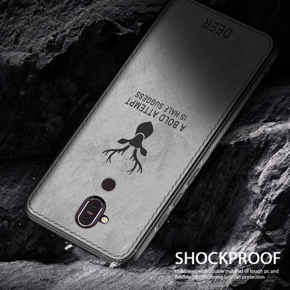 Для Nokia 8,1 чехол винтажный тканевый кожаный чехол с рисунком оленя для Nokia 5,1 6,1X7 тканевый чехол 6,1 Plus 7 Plus задняя крышка(E1226