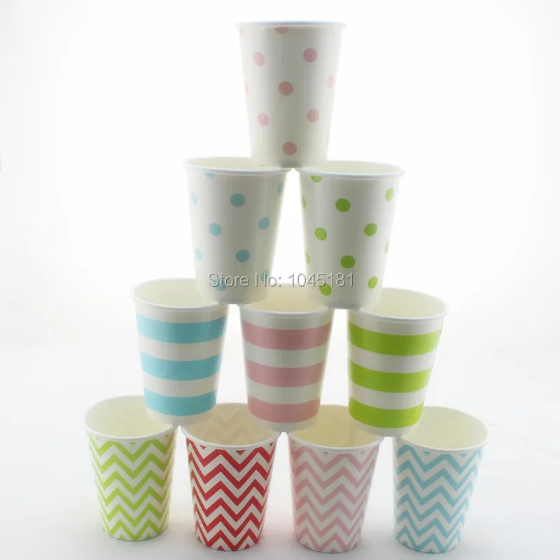60 шт. одноразовые бумажные чашки в полоску горошек|paper sample cups|cup ashtraypaper cups in microwave |
