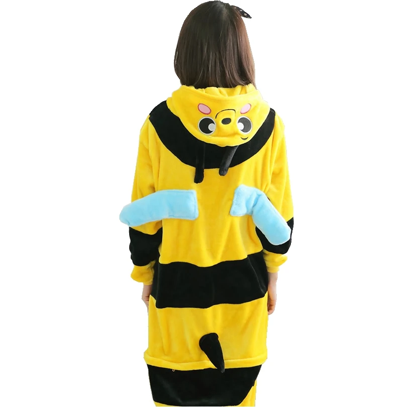 Adults Animal Kigurumi Bee Pajamas Sets Sleepwear Cosplay Zipper Onesie Hooded Women Men Winter Unisex Cartoon Pajamas