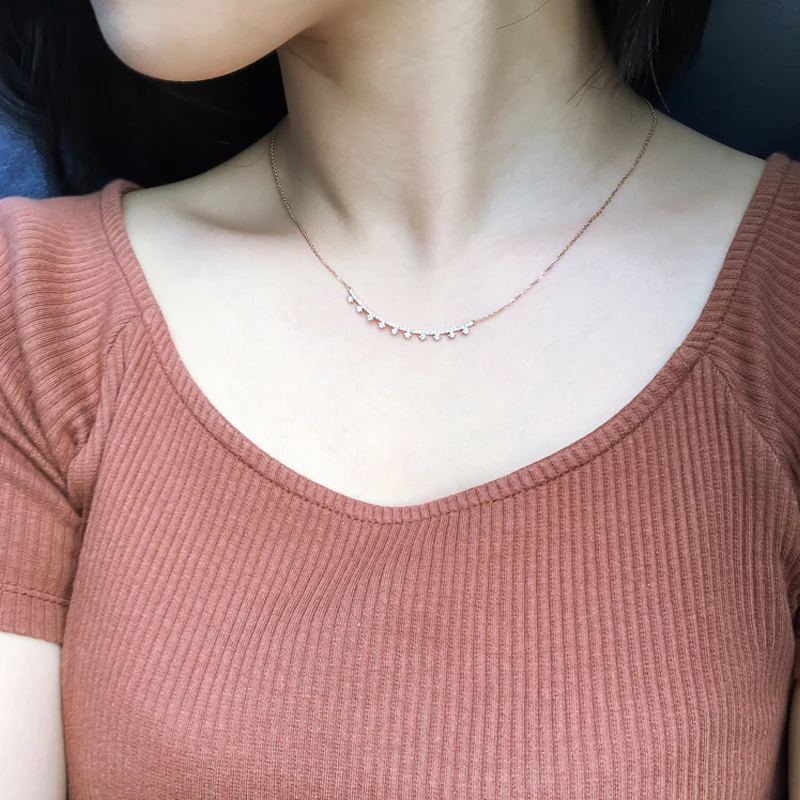 EDI роскошное ожерелье с подвеской в виде бриллианта Настоящее 14k белое золото