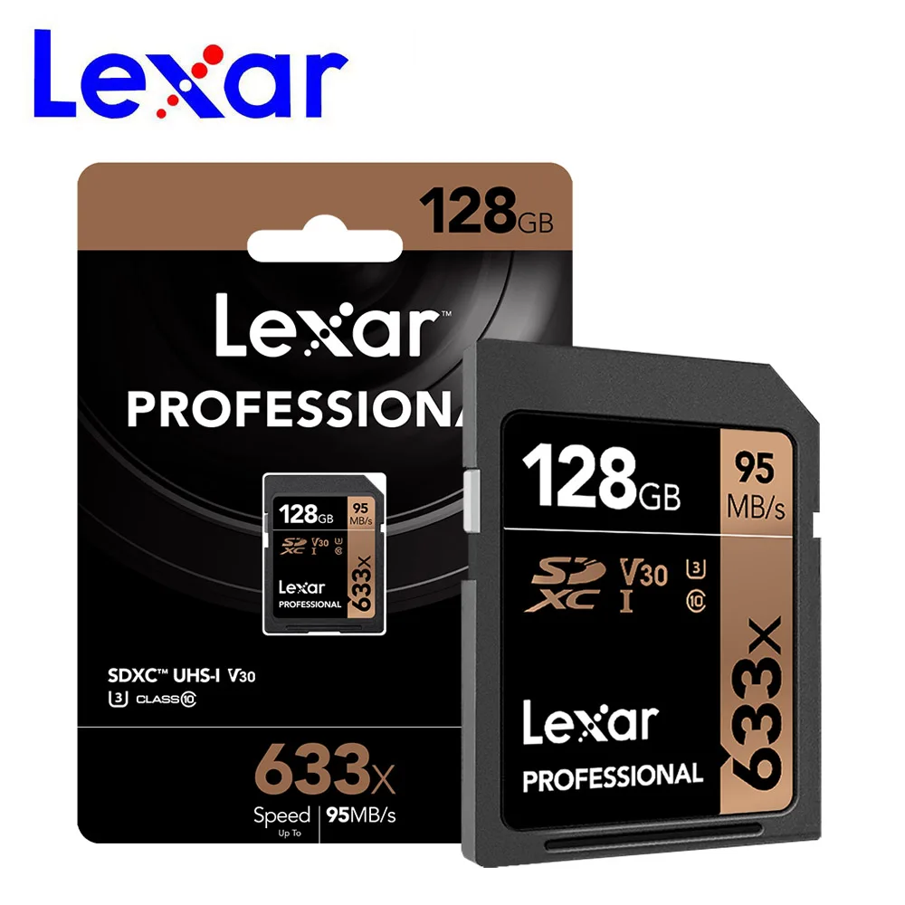 Оригинальная sd карта Lexar 128 ГБ 95 м/с 633x16 32 U1 SDHC 64 Гб 256 класс 10 U3 SDXC памяти для 1080p 3D 4K