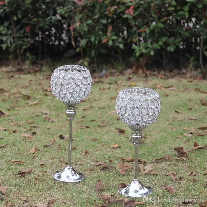 

Free Shiping Metal Silver Plated Candle Holder With Crystals. Wedding Candelabra/centerpiece Decoration,1 Set=2 Pcs Candlestick