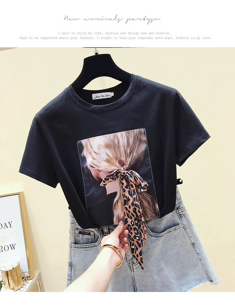 SMTHMA, новинка, хлопок, Harajuku, эстетика, футболка, сексуальная, леопардовая, с бантом, с принтом, короткий рукав, Топы И Футболки, модная повседневная футболка
