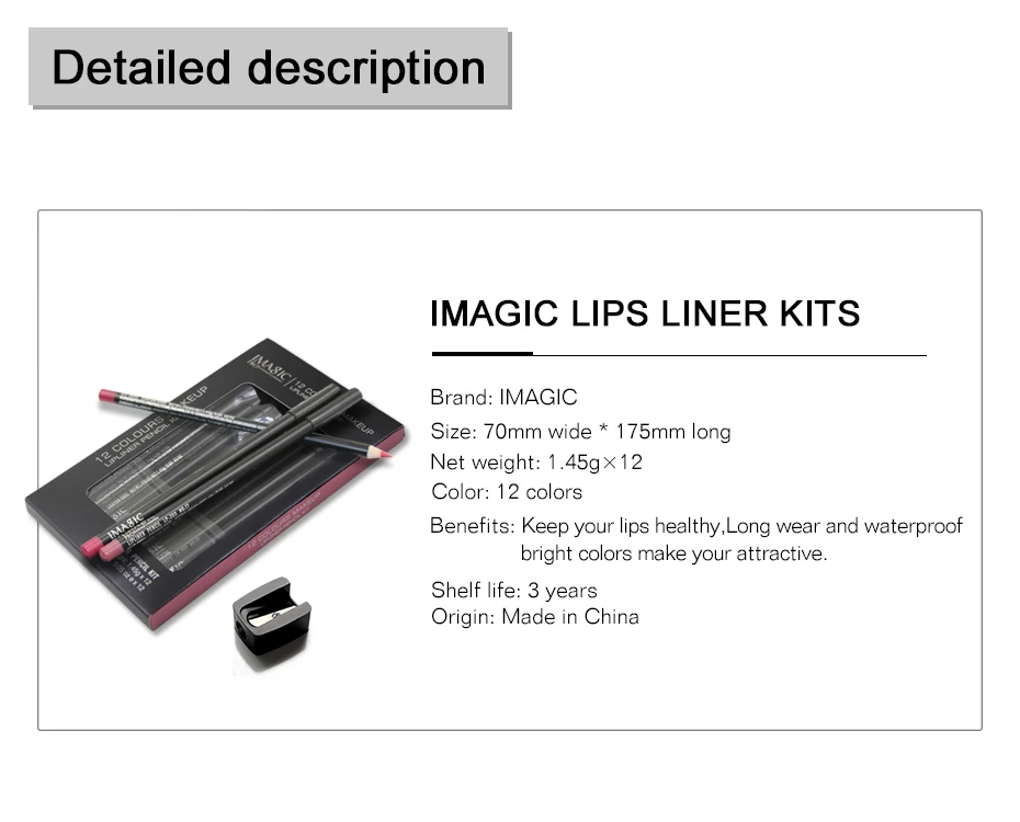 IMAGIC 12 цветов lipliner pen модное длительное увлажнение Lipliner водонепроницаемый карандаш для губ водостойкий карандаш с 1 шт. точилка