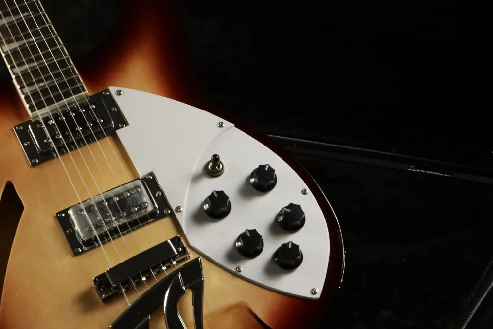 Высококачественная электрическая гитара sunburst rikenbaker стеганая Кленовая верхняя