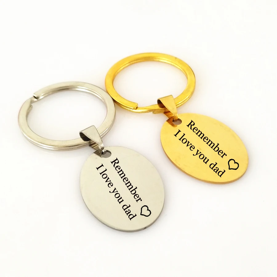 Stainless Steel Daddy's Key Chain Letters Engraved Remember I Love You Dad Charms Keychain Father's Day Gift Keyring Jewelry |