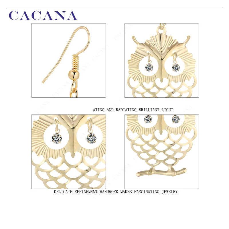 Женские серьги в форме совы. Золотой цвет | Украшения и аксессуары