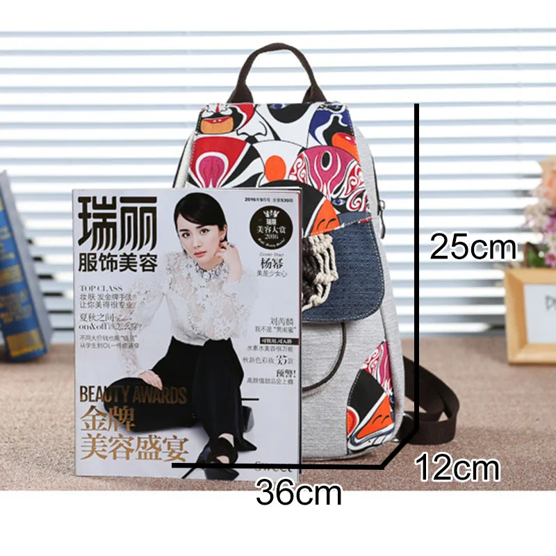 

Vintage Style Printing Shoulder Bag Women Backpack Female Small 2019 Canvas Casual Schoolbag Girls Travel Backpack Woven Bagpack