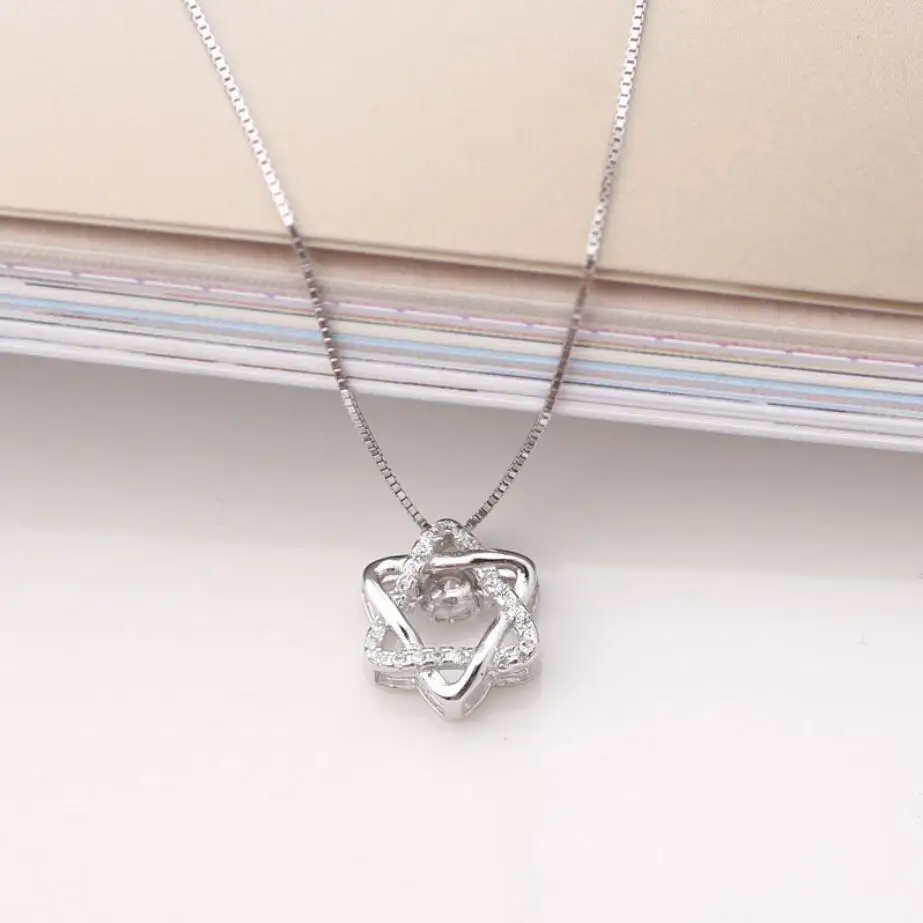 HRina &quotStar of David&quot S925 Sterling Sliver Hexagram Zircon Crystal Star Pendant Necklace with Extend Chains For Women Gifts |