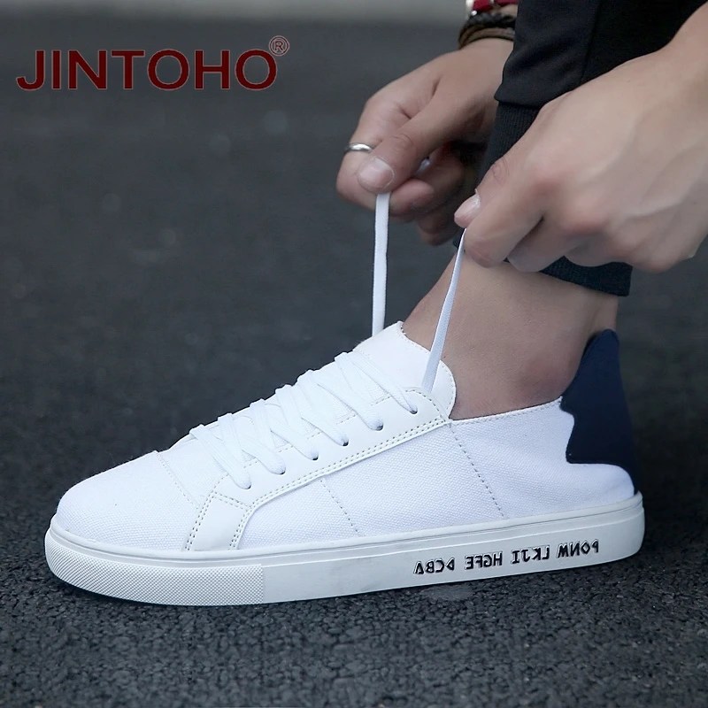 JINTOHO/2017 спортивная мужская Белая обувь дешевая для скейтбординга парусиновые