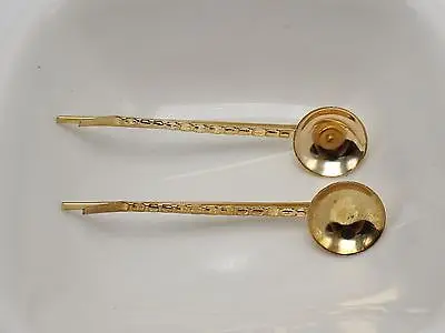 

20 Golden Plate Metal Bobby Hair Pin Clip 50mm with 12mm Bowl Pad