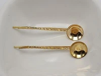 20 golden plate metal bobby hair pin clip 50mm with 12mm bowl pad