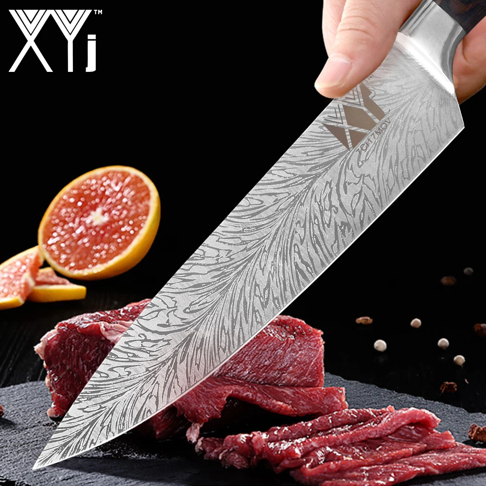 Кухонные ножи xyj набор ножей из нержавеющей стали цветная деревянная ручка