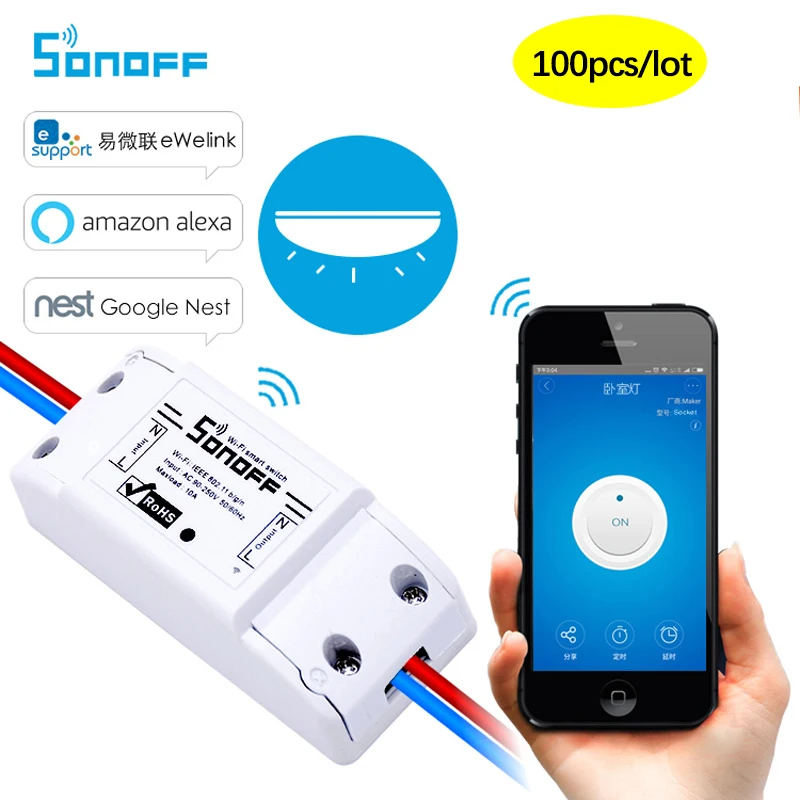 SONOFF Basic Беспроводной Wi Fi переключатель 10A 100 шт. модуль автоматизации с