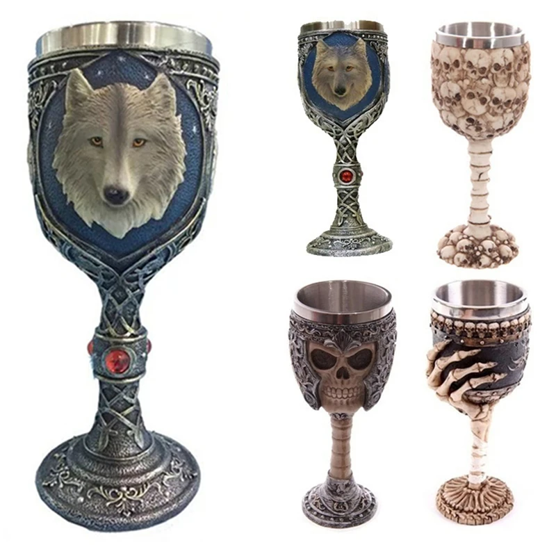 Творческий Кружка-Череп 3D Кубок смолы Нержавеющая сталь бокал вина для