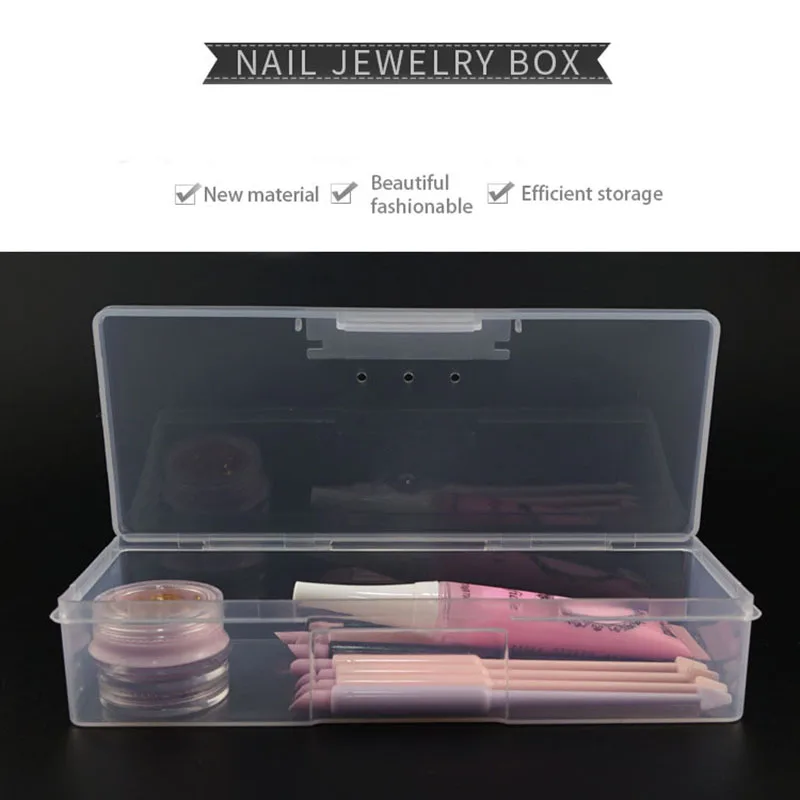 Pink Transparent Plastic Stand Display Boxes Storage Collections Product Packaging Box Nail Art Equipment Storage Tools