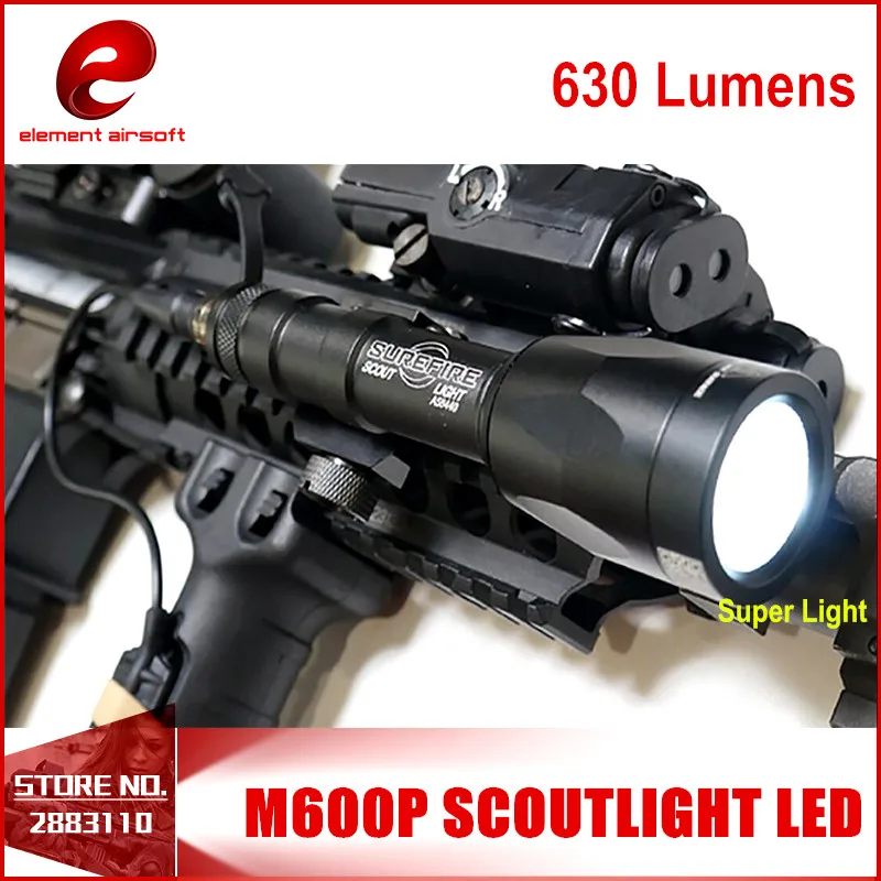 Airsoft Element Gun Weapon M600P Scout Light Hunting Super Bright Flashlight For 20mm Weaver Picatinny Rail Base 630 Lumen EX362