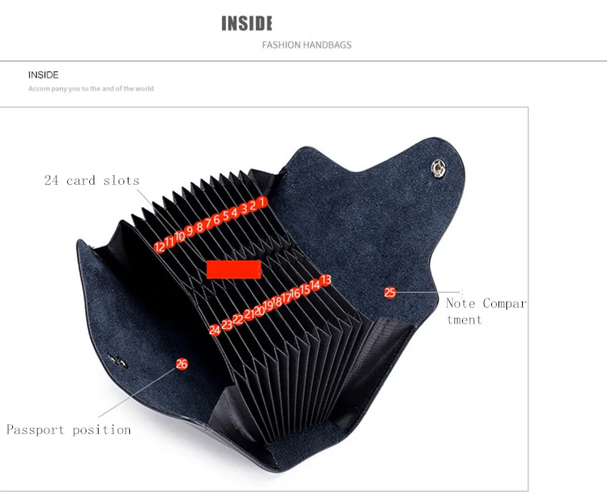 

Top 2021 Fashion NEW 24 Slots ID Change Portable Card Holder Leather Neutral Wallet Simple Passport Cover Credit Coin Holders