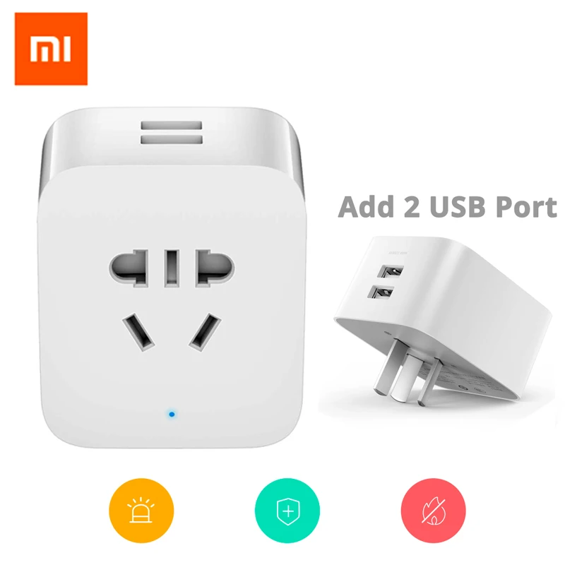 Умная розетка Mijia Xiaomi с Wi Fi управлением таймером и счетчиком мощности двумя USB