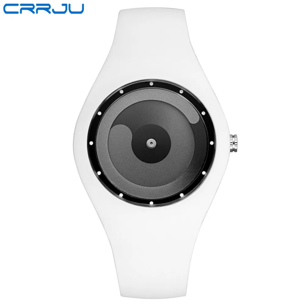 white gray CRRJU модные Relogio мужские часы спортивные студенческие часы нейтральные силиконовые часы наручные часы Новые водонепроницаемые Relogio Masculino - Цвет: white gray