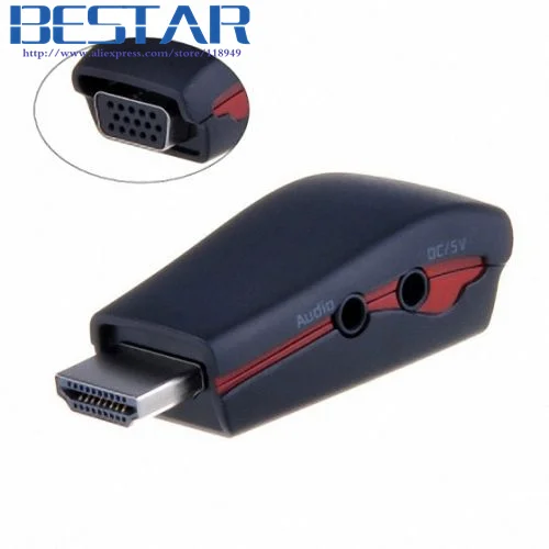 Адаптер HDMI штекер VGA Женский белый и черный цвет с питанием от USB аудио видео|vga