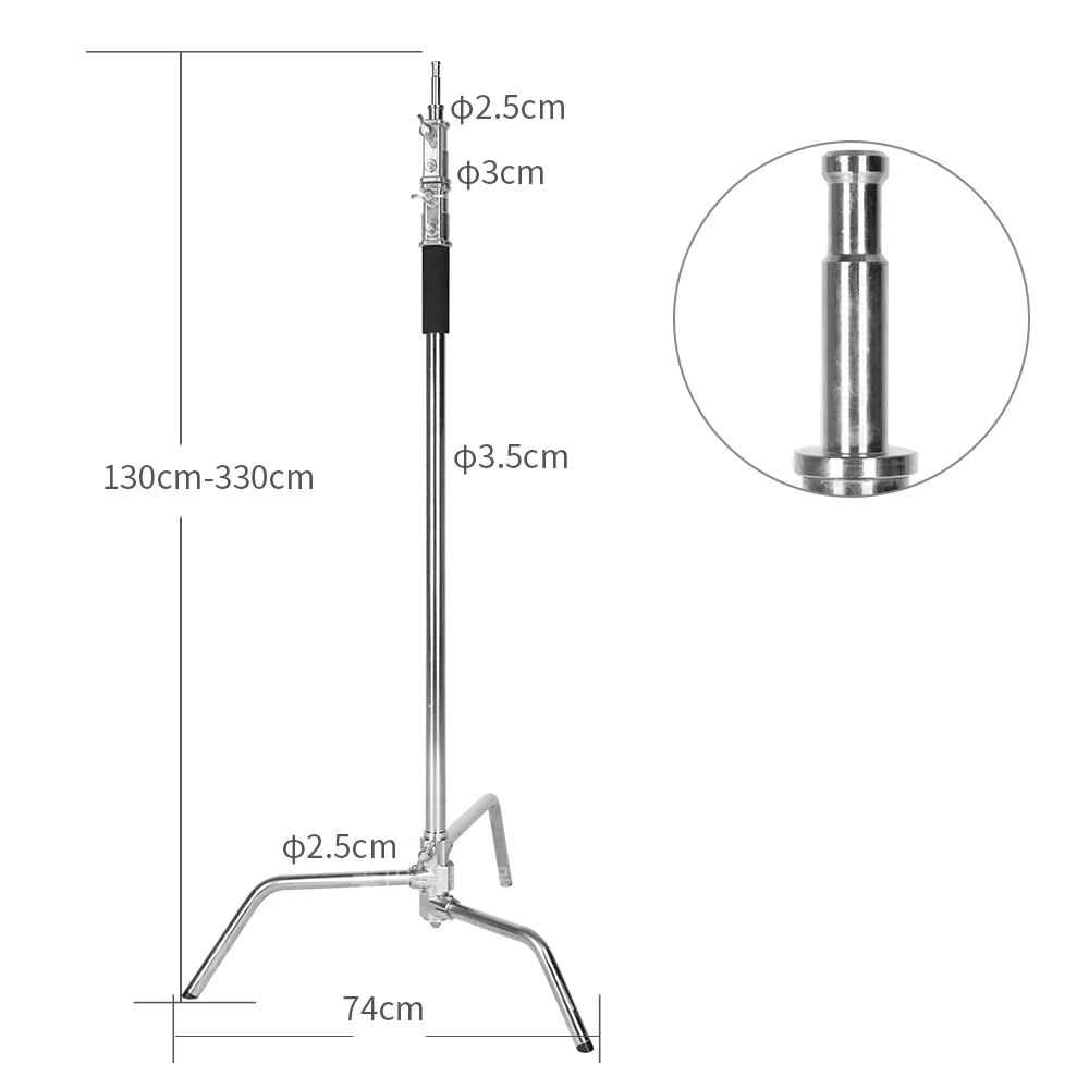 Сверхмощная C-стойка 150-330 см регулируемая стальная стойка для освещения