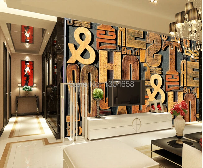 Free shipping custom European 3D large murals Coffee hall KTV wallpaper bar parlor bedroom background wall paper letters | Обустройство