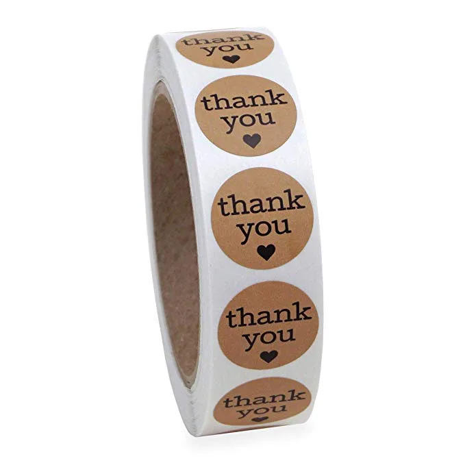 

Brown round thank you stickers seal labels for wedding party decorations baby shower decoration sticker 500pcs/roll home decor