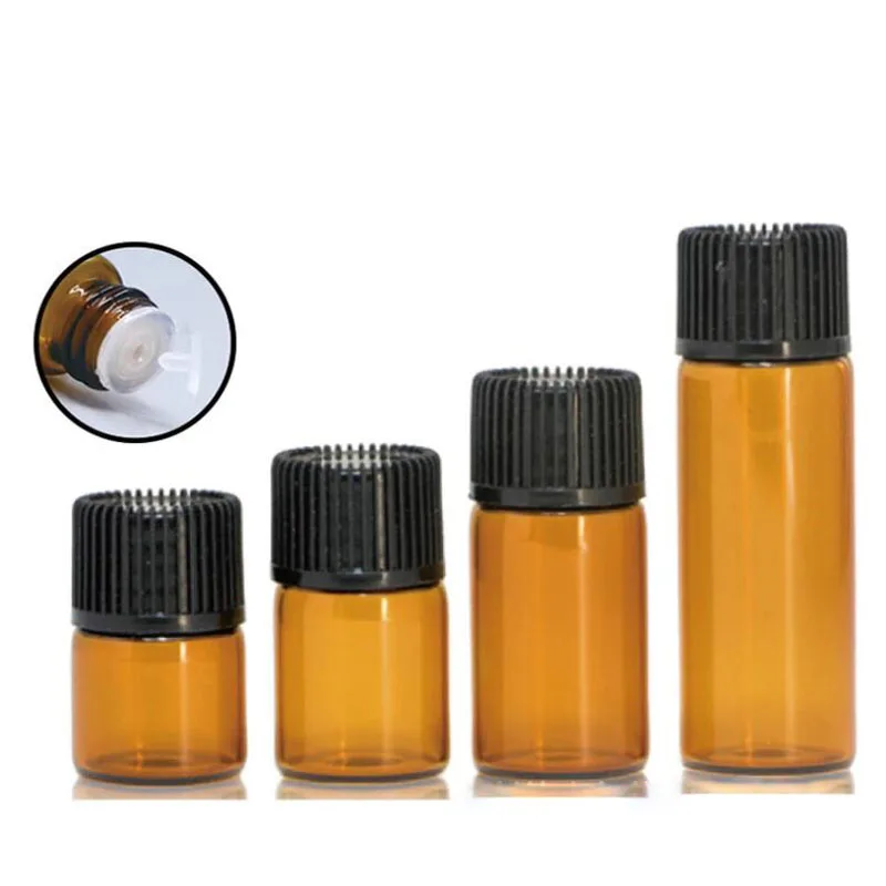

10Pcs 3ml/5ml Glass Amber Small Essential oil Aromatherapy Bottles Brown Samples Trial Vials Travel Refillable Containers