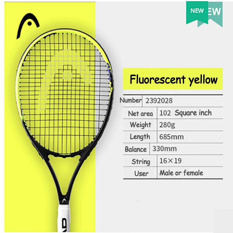 Fluorescent yellow Профессиональная теннисная ракетка для взрослых, углеродное весло, универсальная, для начинающих, тренировочная, углеродная, из алюминиевого сплава, Спортивная ракетка - Цвет: Fluorescent yellow