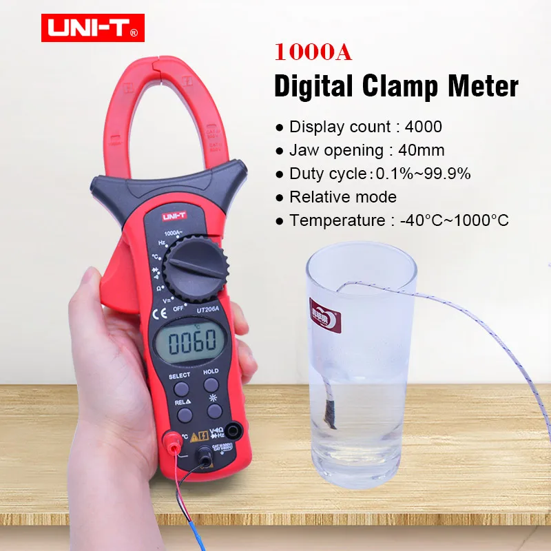 Digital Clamp Meter UNI-T UT205A UT206A  AC DC voltmeter AC Ammeter Resistance Frequency tester Auto range Multimeter Diode test