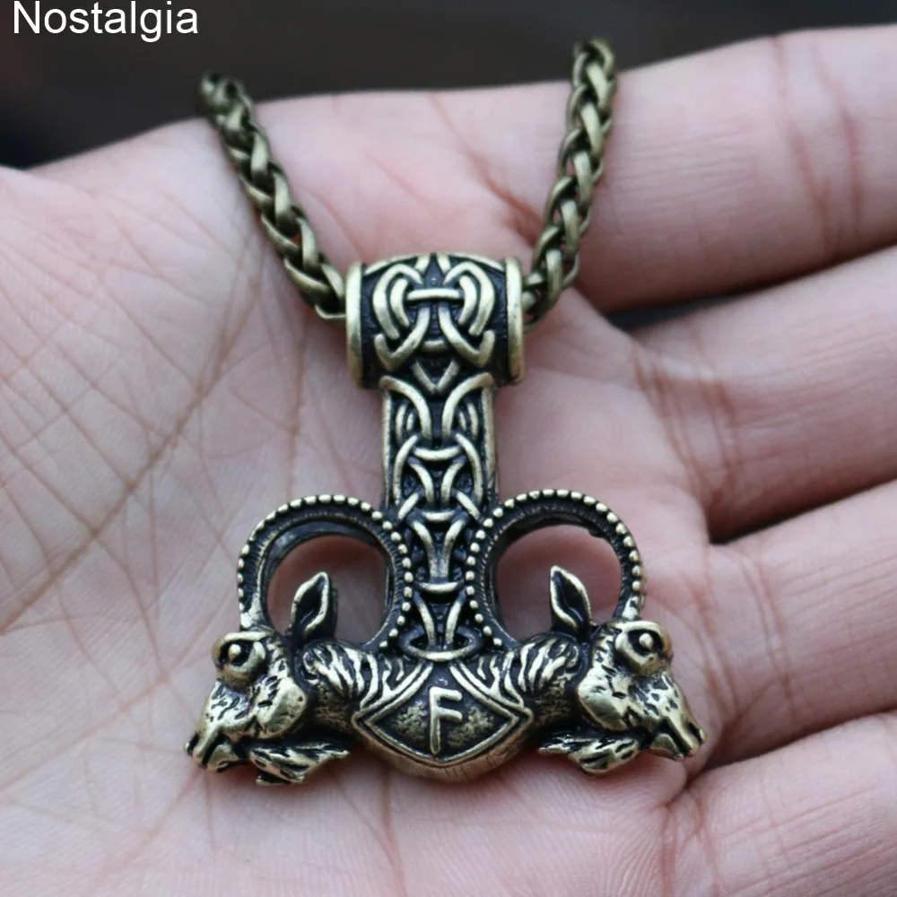 Ностальгия молот Тора двойная коза Wicca Ram амулет подвеска ожерелье Wiccan языческий