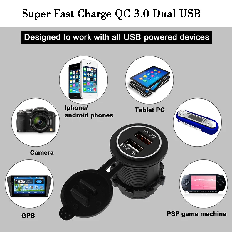 Новое Супербыстрое зарядное устройство для мотоциклов и домов на колесах QC 3 0