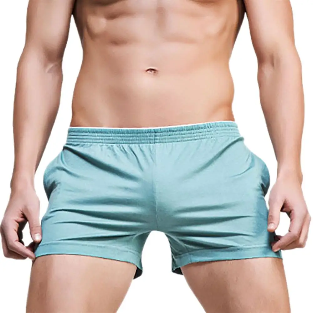 Light Green Нижнее белье для мужчин; повседневные домашние хлопковые шорты для сна; Семейные Удобные Свободные Мужские Длинные боксеры; Сатиновые мужские трусы для отдыха - Цвет: Light Green