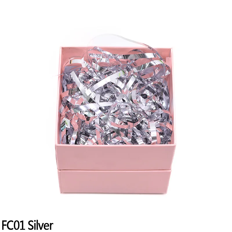 silver 10/50/100g цветная с перекрестными шнурками из волокна «раффия» Фольга ткани Бумага наполнитель подарочной коробки конфетти для свадебной вечеринки аксессуары для воздушного шара с прорезями Бумага полоски - Цвет: silver
