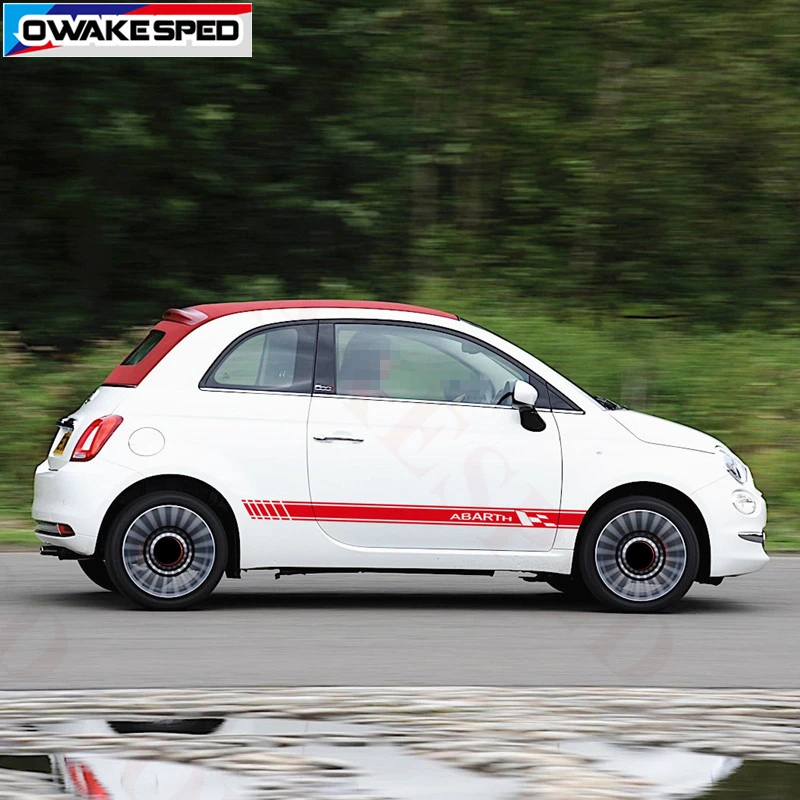 Спортивная наклейка в полоску для Fiat 500 595 дюйма задняя боковая юбка Виниловая