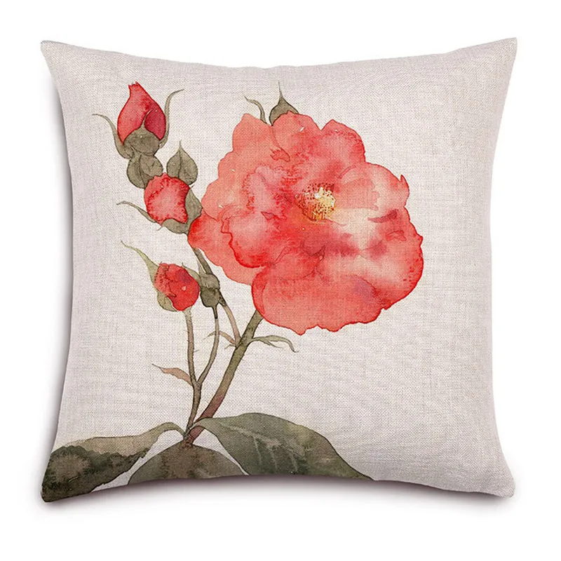 Скандинавский классический ретро раскрашенный вручную розовый синий цветочный