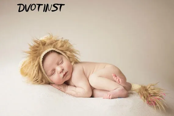 Baby Photography Props Crochet Knitted Newborn Animals Lion Hat+Tail Fotografia Accessories Infantil Studio Shooting Photo