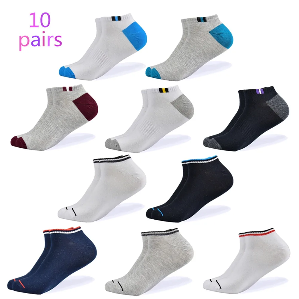 10 pairs of socks-5 Мужские носки, новейший дизайн, носки-башмачки, короткие, летние, дышащие, большие размеры(42-47), высокое качество, цветные, хлопковые, мужские носки - Цвет: 10 pairs of socks-5