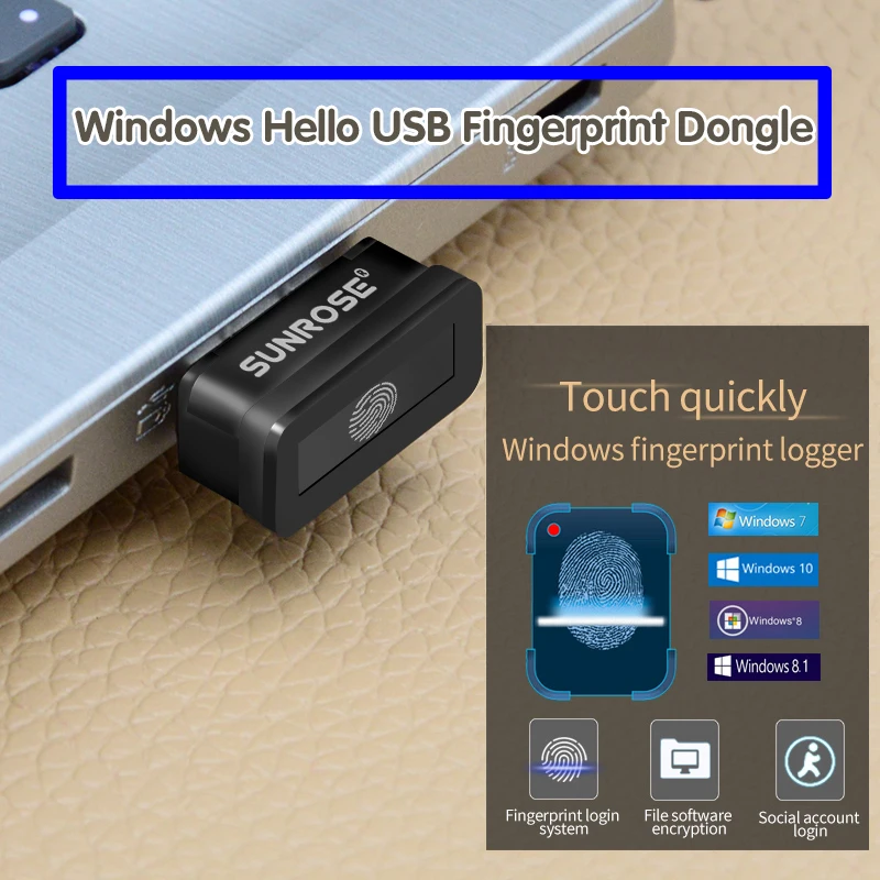SUNROSE USB считыватель отпечатков пальцев Win10 ноутбук Идентификация Windows Hello