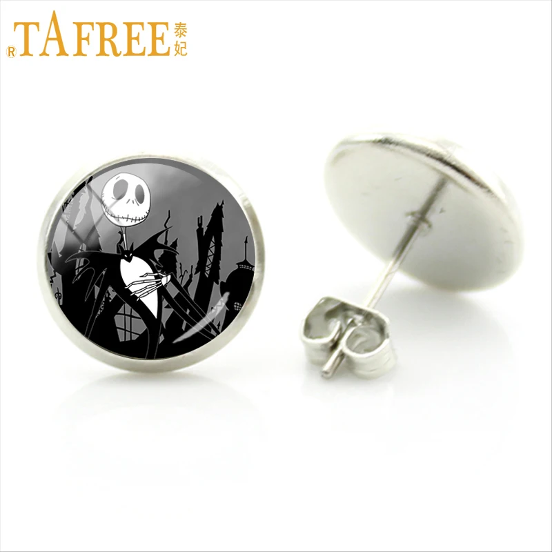 Винтажные серьги гвоздики TAFREE Джек Скеллингтон Кошмар перед Рождеством