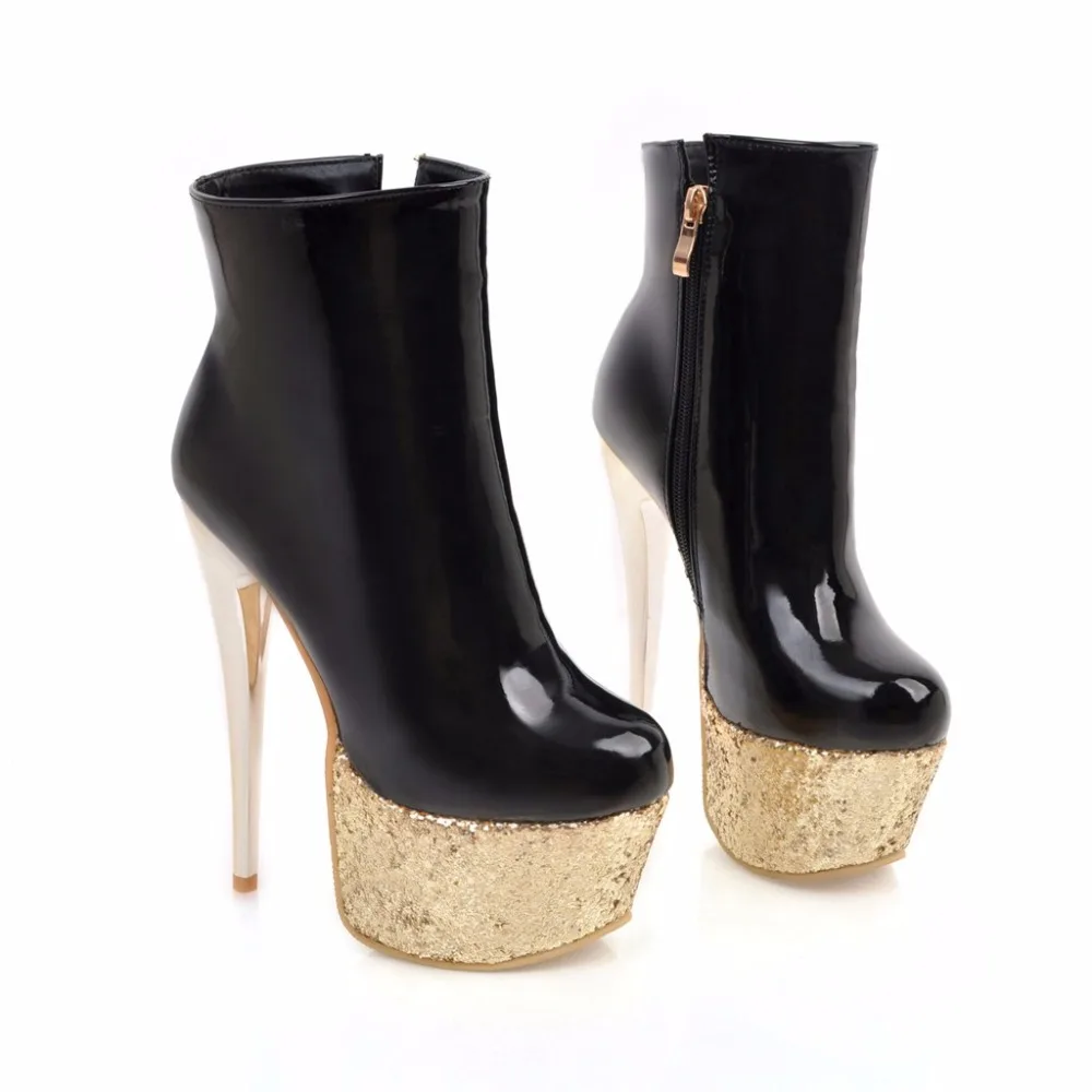 Arden Furtado Women Shoes 2018 new sexy ankle Boots Ladies Fashion High Heels 16cm Woman bling platform boots Stilettos | Обувь