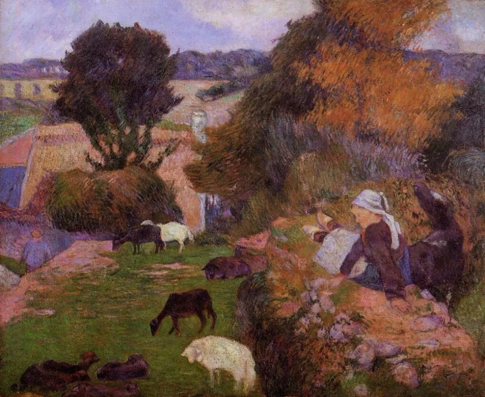 Высокое качество картина маслом холст репродукции Willows (1889) пол Гоген ручная