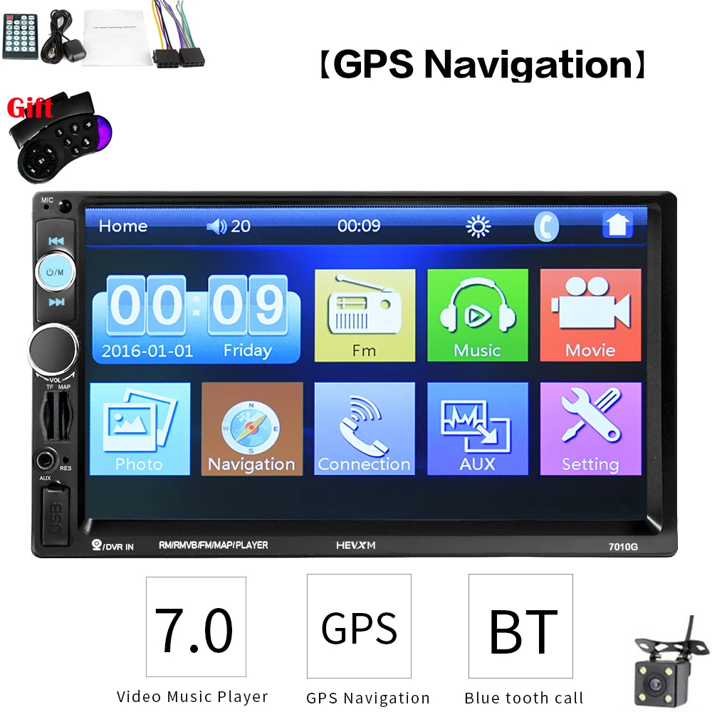 7 дюймов 2Din автомобильный Радио мультимедийный плеер GPS навигация FM Bluetooth Русская
