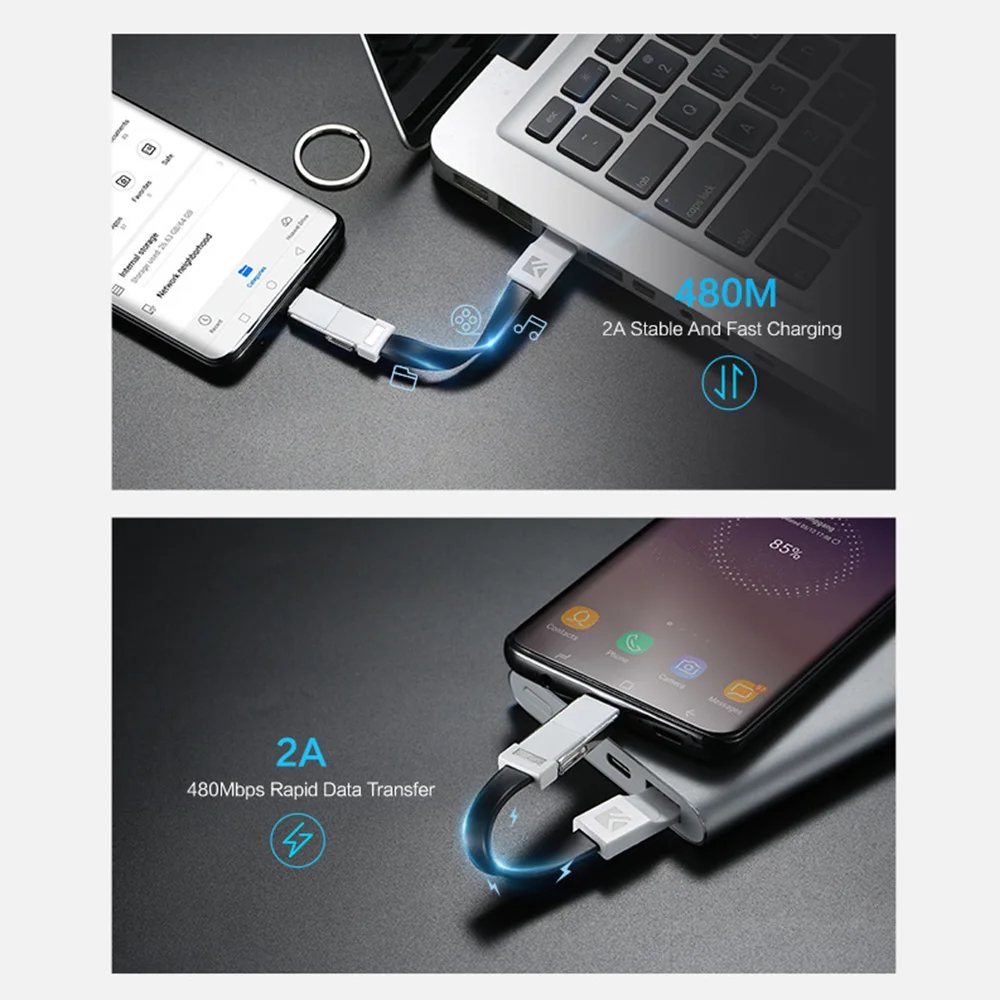 3 в 1 портативный брелок для ключей USB кабель передачи данных iPhone Micro usb type C Быстрая