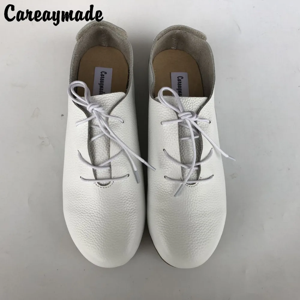 Весенняя обувь Careaymade из натуральной кожи туфли ручной работы на плоской подошве